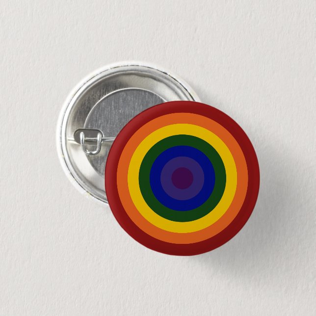 Rainbow Bullseye Pinback Button (Front & Back)
