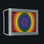 Rainbow Bullseye Rectangular Belt Buckle<br><div class="desc">Concentric circles form a rainbow colored bullseye. The outermost circle is red,  followed by orange,  yellow,  green,  blue,  indigo,  and ending with violet in the center. Celebrate your LGBT pride or your love of rainbows! 

 Digitally created 7500 x 7500 pixel image. 
 Copyright ©2011 Claire E. Skinner,  All rights reserved.</div>