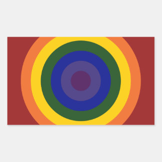 Rainbow Bullseye Rectangular Sticker