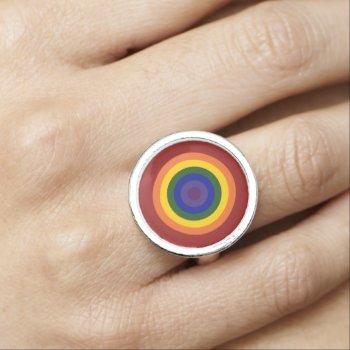 Rainbow Bullseye Ring by RocklawnArts at Zazzle