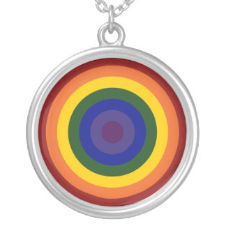 Rainbow Bullseye Silver Plated Necklace