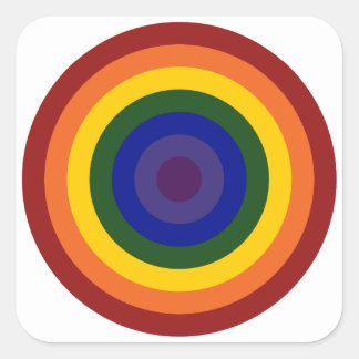 Rainbow Bullseye Square Sticker
