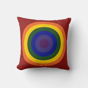 Rainbow Bullseye Throw Pillow