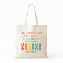 Rainbow Bunnies Food Allergy Alert Personalized Tote Bag