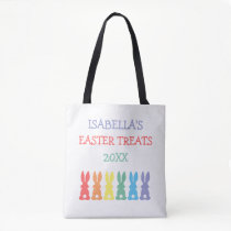 Rainbow Bunnies Personalized Easter Treats Kids Tote Bag