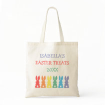 Rainbow Bunnies Personalized Easter Treats Year Tote Bag