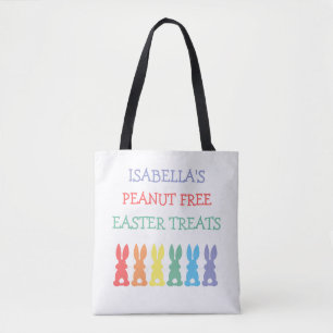 Rainbow Bunny Food Allergy Alert Customized Tote Bag