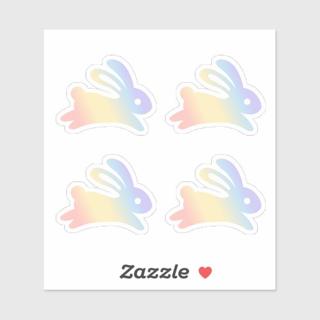 Rainbow Bunny Rabbit Set of 4 Sticker (Sheet)