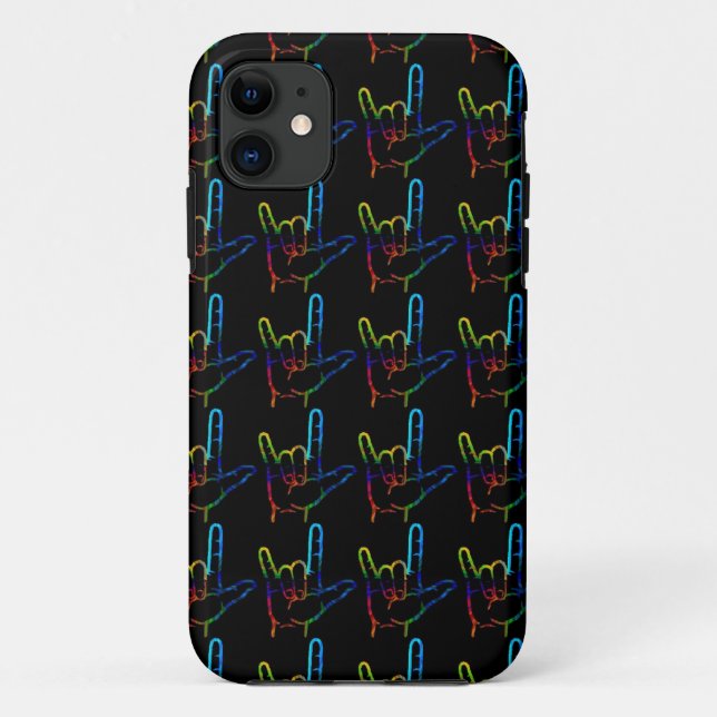 Rainbow Burst ASL I Love You Custom Case (Back)