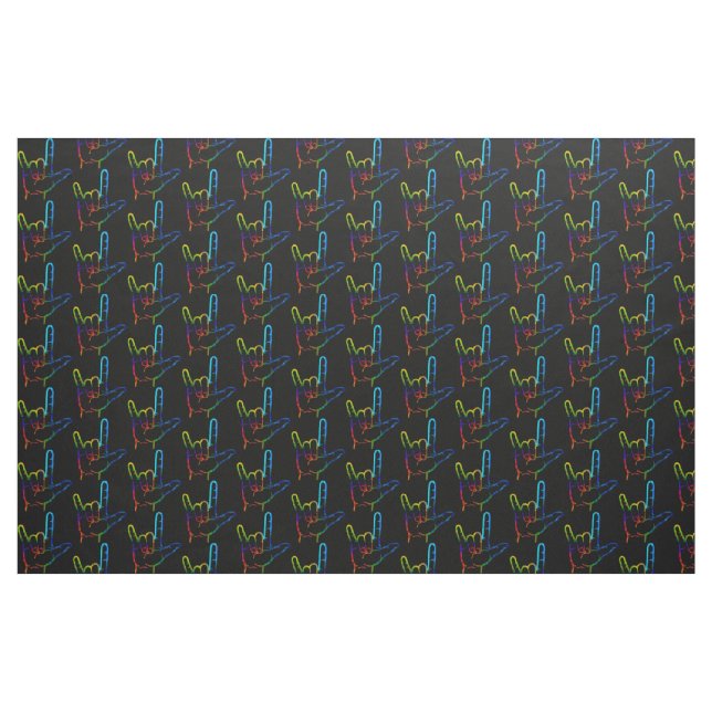 Rainbow Burst ASL I Love You Patterned Fabric (Yard)