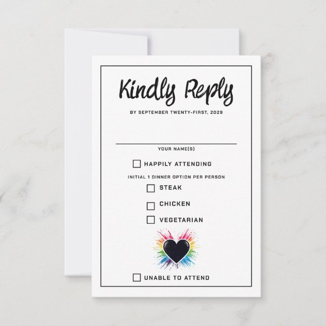 Rainbow Burst Food Choices RSVP Card (Front)