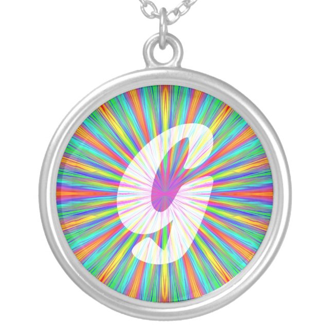 Rainbow Burst Monogram G Silver Plated Necklace (Front)