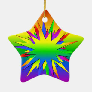 Rainbow Burst ornament, customize Ceramic Ornament