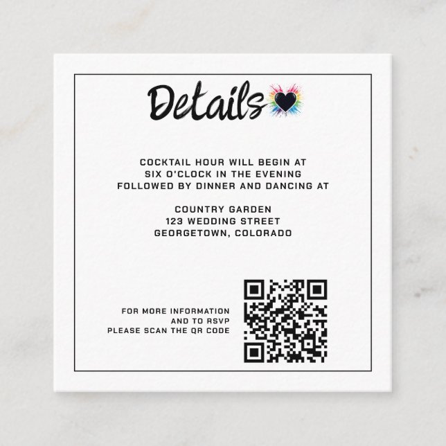 Rainbow Burst QR Code Enclosure Card (Front)