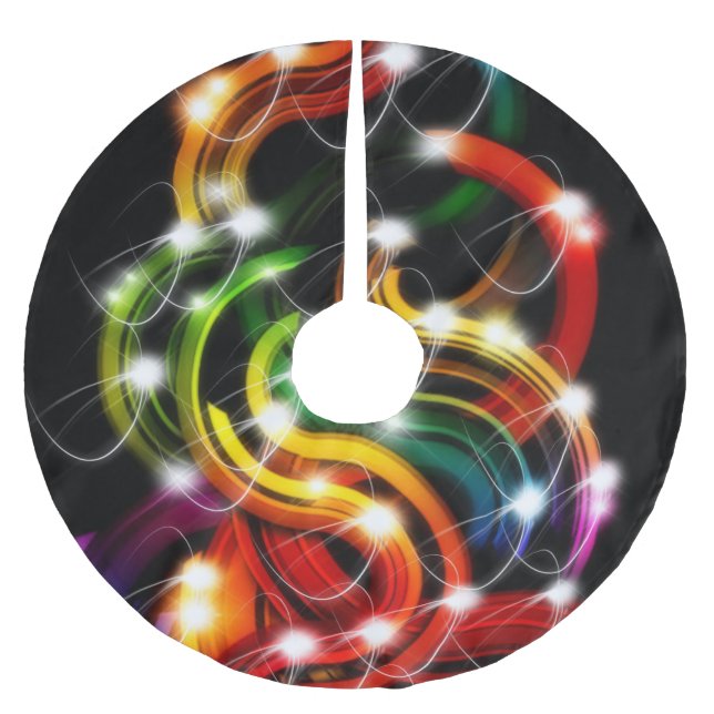 RAINBOW BURST SWIRLS CHRISTMAS TREE SKIRT (Front)