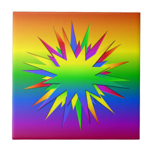 Rainbow Burst tile, customise Ceramic Tile