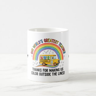 Rainbow Bus Crayons Worlds Greatest Teacher Coffee Mug
