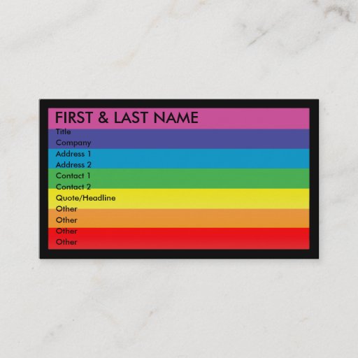 Customizable rainbow business card. M.