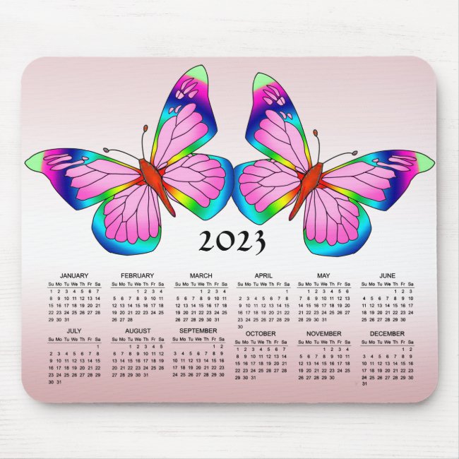 Rainbow Butterflies 2023 Calendar Mousepad