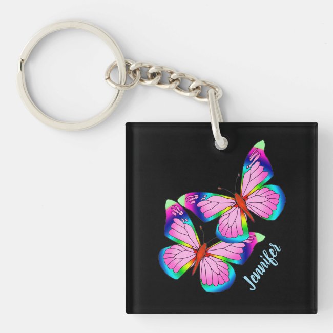 Rainbow Butterflies Acrylic Keychain