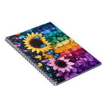 Rainbow Butterflies and Sunflowers Notebook