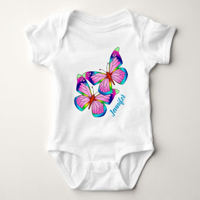 Rainbow Butterflies Baby Bodysuit