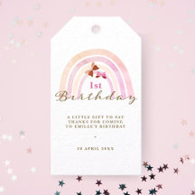 Rainbow Butterflies Birthday Pastel Pink Thank You