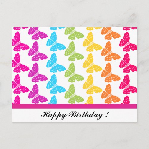 Rainbow butterflies Birthday postcard