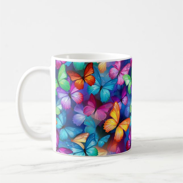 Rainbow butterflies coffee mug (Left)