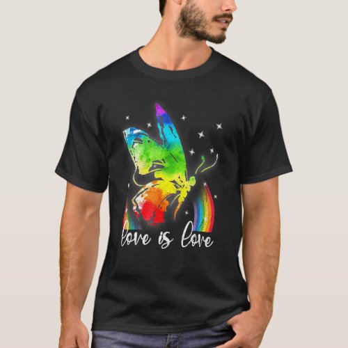 Rainbow Butterflies Gay Pride Lgbt Month  Love Is  T_Shirt