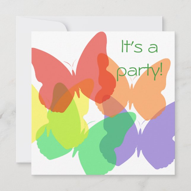 Rainbow Butterflies Invitation (Front)
