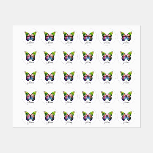 Rainbow Butterflies Kids Labels