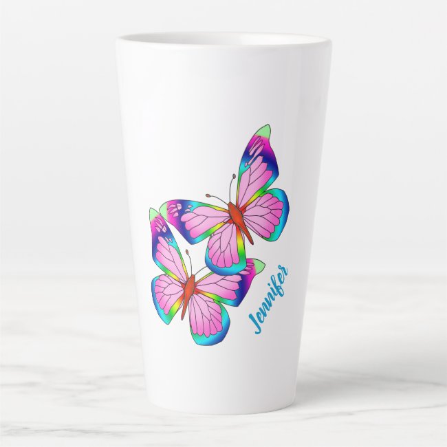 Rainbow Butterflies Latte Mug