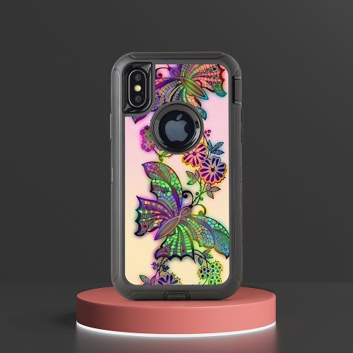 Rainbow Butterflies OtterBox Defender iPhone X Case