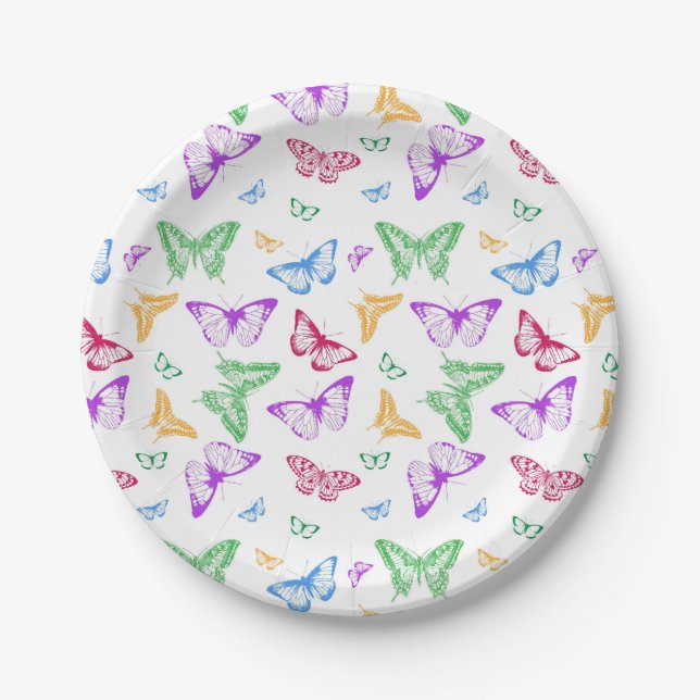 Rainbow Butterflies Paper Plates (Front)