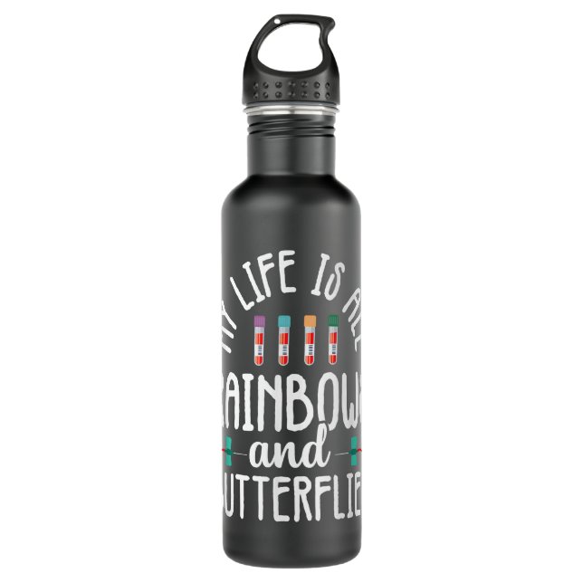 Rainbow Butterflies Phlebotomist Phlebotomy techni Stainless Steel Water Bottle (Front)