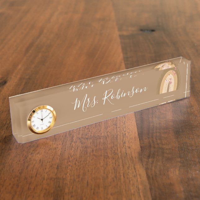 Rainbow Butterflies Script Teachers Daycare Desk N Desk Name Plate (Side)