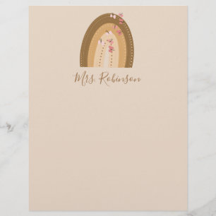 Rainbow Butterflies Script Teachers Name     Letterhead