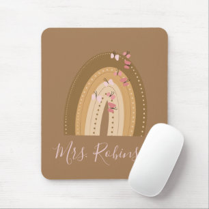 Rainbow Butterflies Script Teachers Name Mouse Pad
