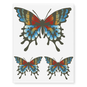 Rainbow Butterflies - set of 3 Temporary Tattoos