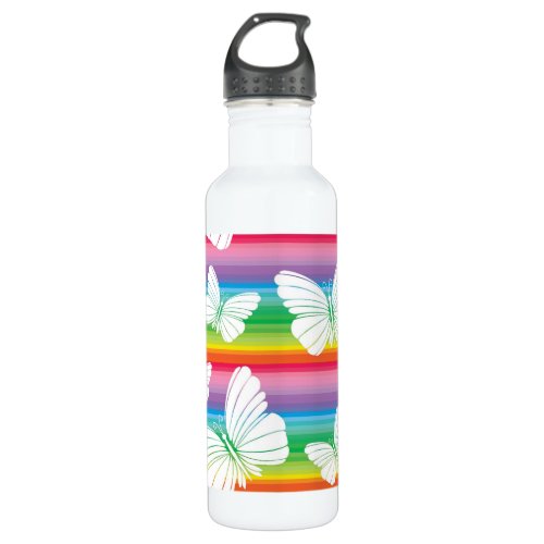 Rainbow butterflies stainless steel water bottle
