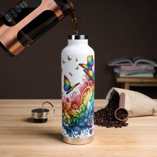 Rainbow butterflies  water bottle