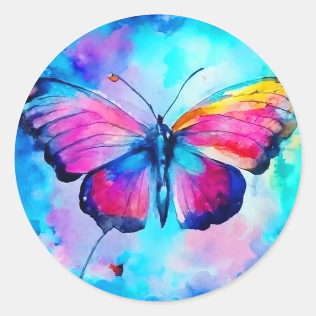 Rainbow Butterfly 2 Classic Round Sticker (Front)