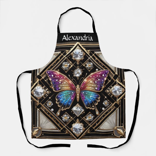 Rainbow Butterfly Art Deco Apron (Front)