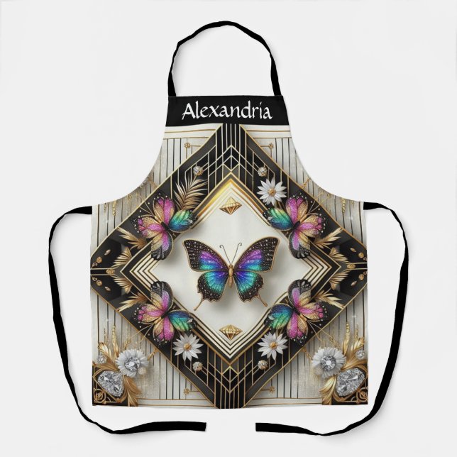 Rainbow Butterfly Art Deco Art Nouveau Apron (Front)