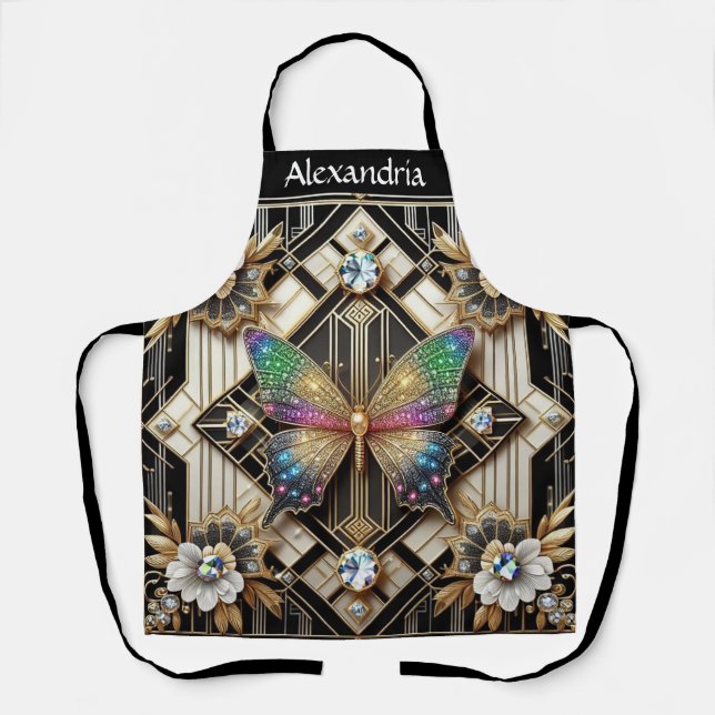 Rainbow Butterfly Art Deco Art Nouveau Apron (Front)