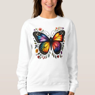 Rainbow Butterfly Art Sweatshirt