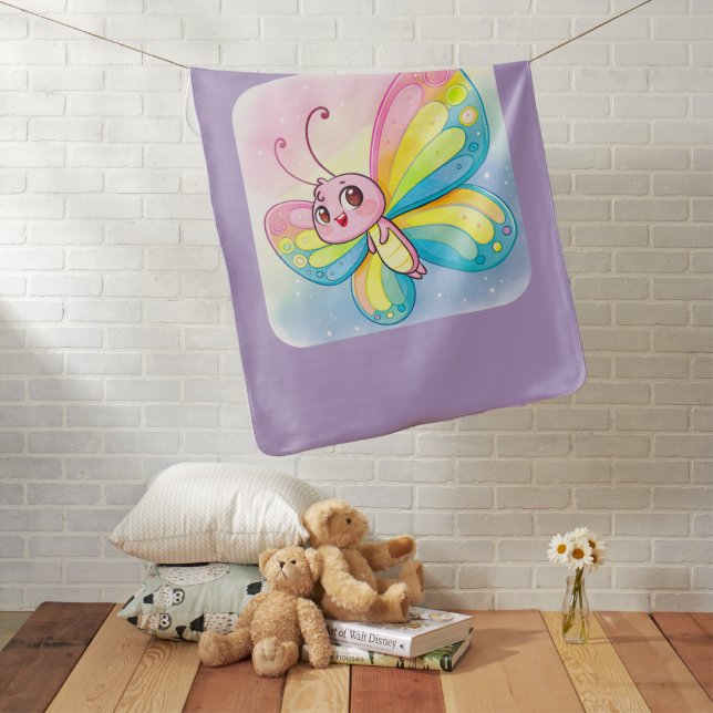 Rainbow Butterfly Baby Blanket (In Situ)