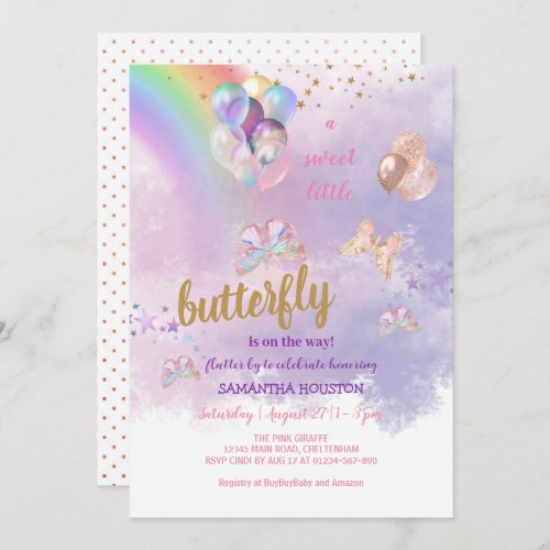 Rainbow Butterfly Baby Shower Invitation