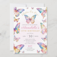Rainbow Butterfly Birthday Party Invitation